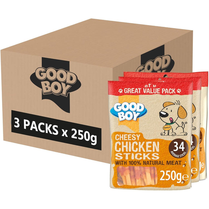 3 x Good Boy Cheesy Chicken Sticks 250g