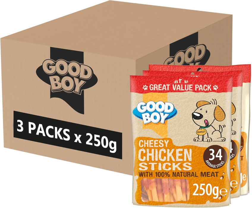 3 x Good Boy Cheesy Chicken Sticks 250g