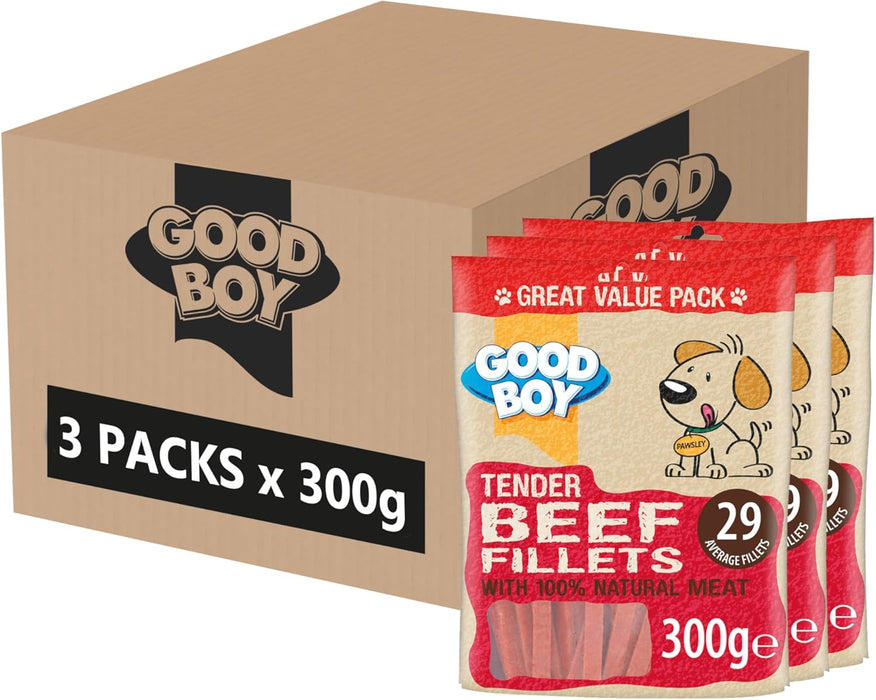 3 x Good Boy Tender Beef Fillets 300g