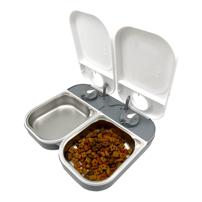 Closer Pets C200 Two Meal Automatic Dry and Wet Food Pet Feeder With Stainless Steel Bowls