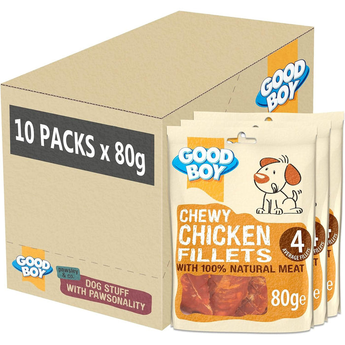 10 x Good Boy Chewy Chicken Fillets 80g Full Case