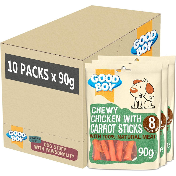 10 x Good Boy Chewy Chicken With Carrot Sticks 90g Full Case