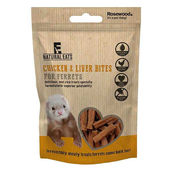 Rosewood Natural Eats Chicken & Liver Ferret Bites Case Of 12 Packs